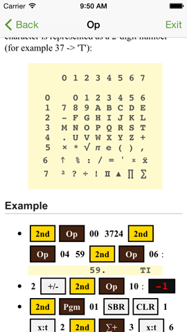 RCL59 help screen